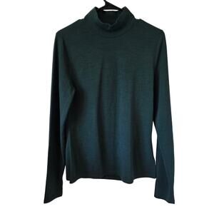 Wicked Wool Womens  Mock Neck Turtleneck Baselayer Top Size Large Green